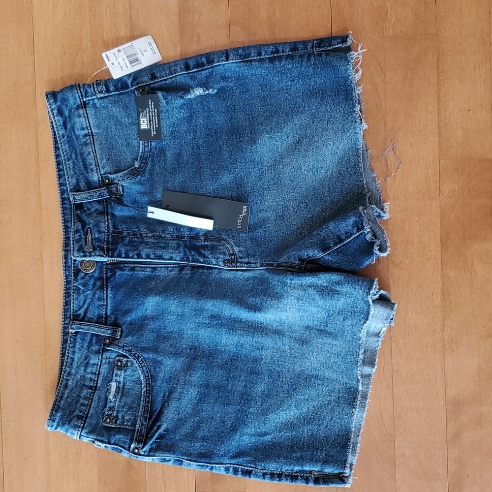Womens Stitch Star Cut Off 5 pocket  Denim Jean Shorts Size 6 20 Medium Wash NWT